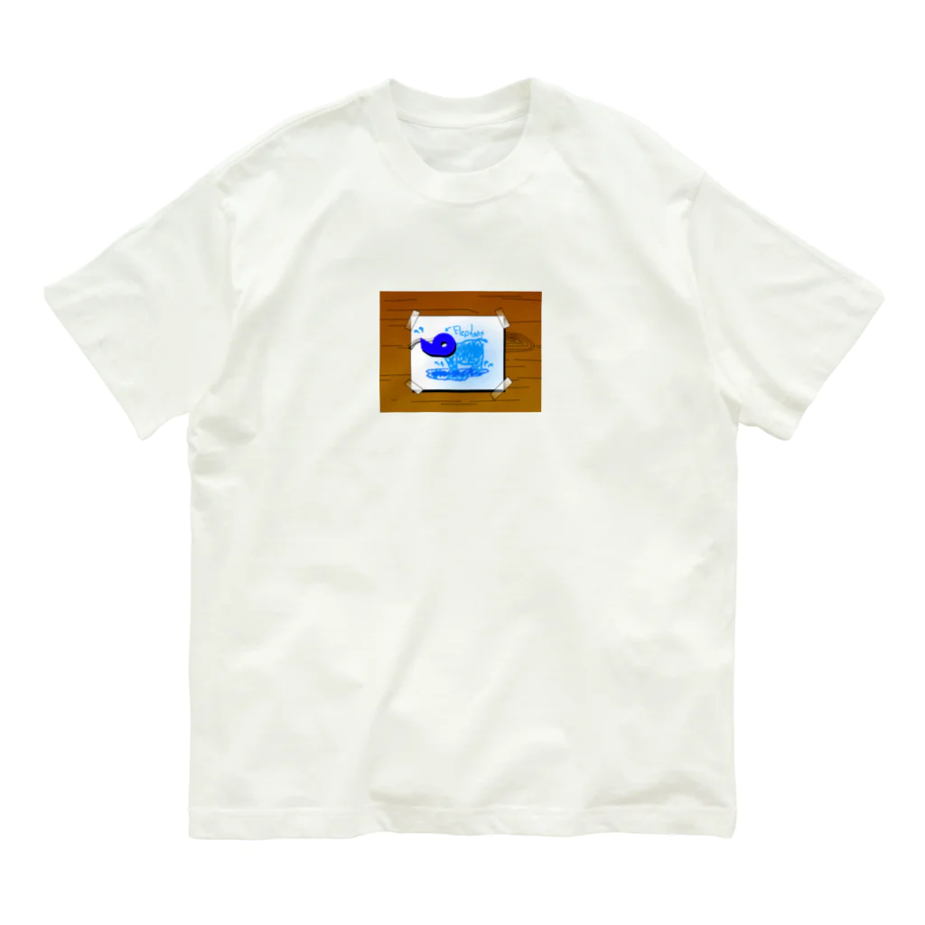 🕷Ame-shop🦇のテーピングエレファント・ドロー・バイ・チャイルド・オン・ザ・テーブル Organic Cotton T-Shirt
