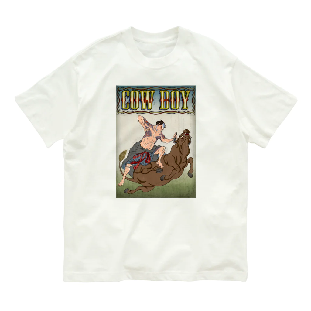 nidan-illustrationの"cow boy"(武者絵) #1 オーガニックコットンTシャツ