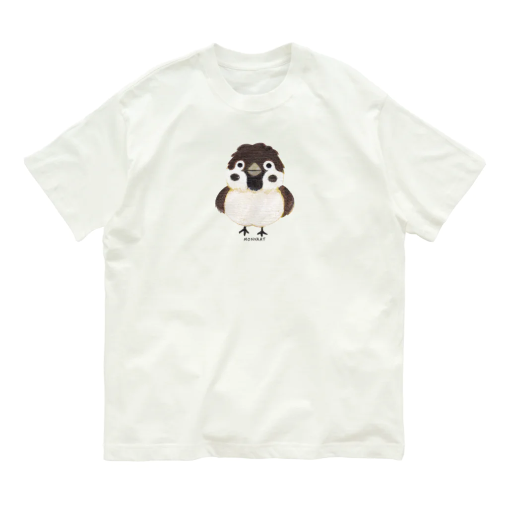 イラスト MONYAAT のスズメがちゅん_M オーガニックコットンTシャツ