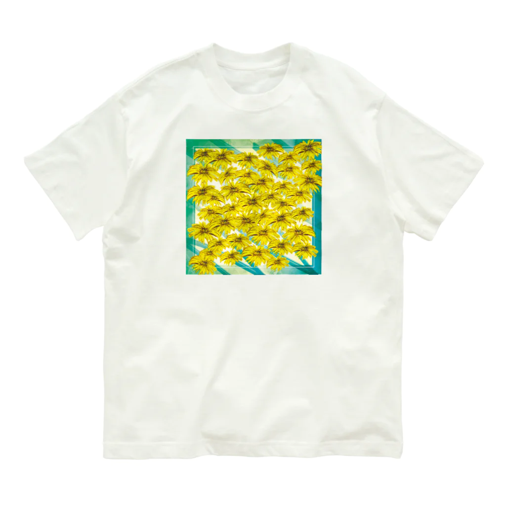 nanatitchのいっぱいいっぱいフラワー（blue） Organic Cotton T-Shirt