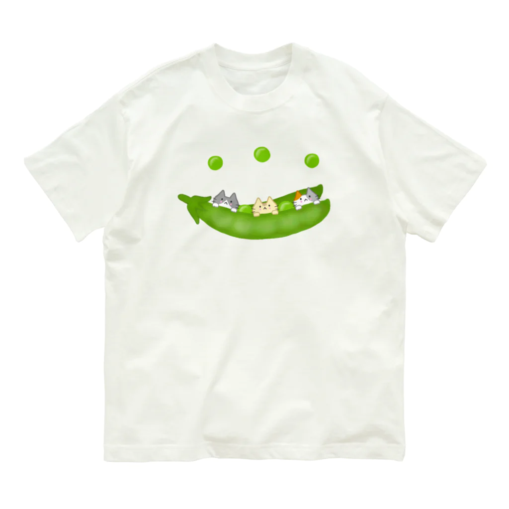 めいぷるのえんどう豆にゃ オーガニックコットンTシャツ