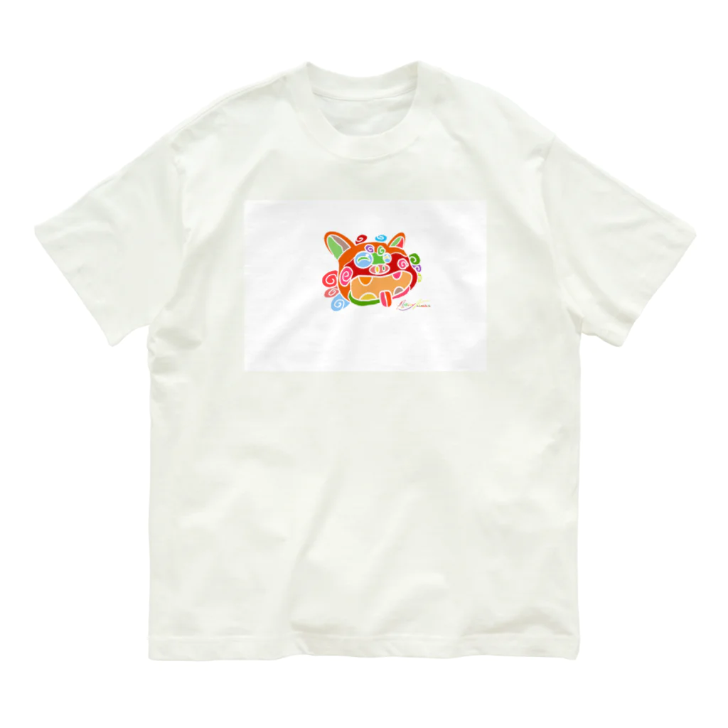 pinkpenguinのスマイルシーサー オーガニックコットンTシャツ