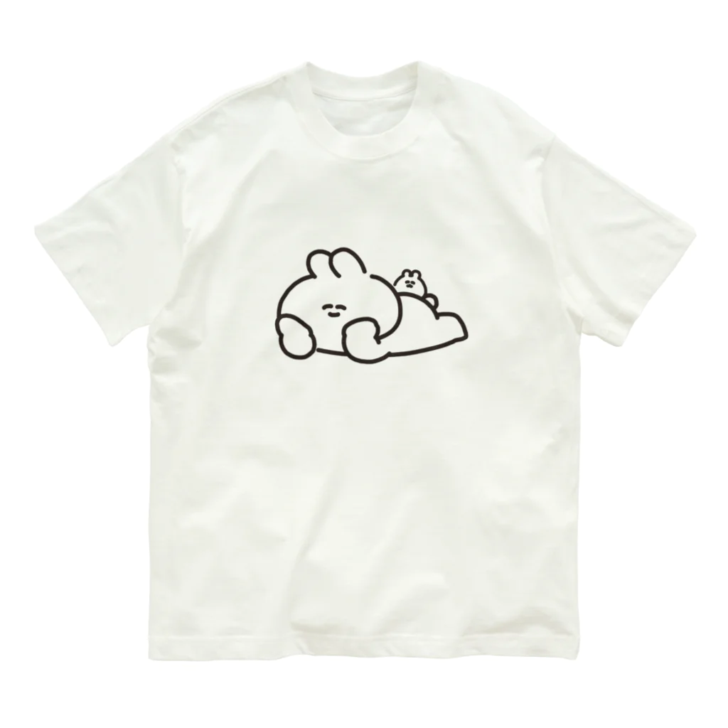 ナポリのSUZURIの寝そべりうさちゃんハムちゃん オーガニックコットンTシャツ