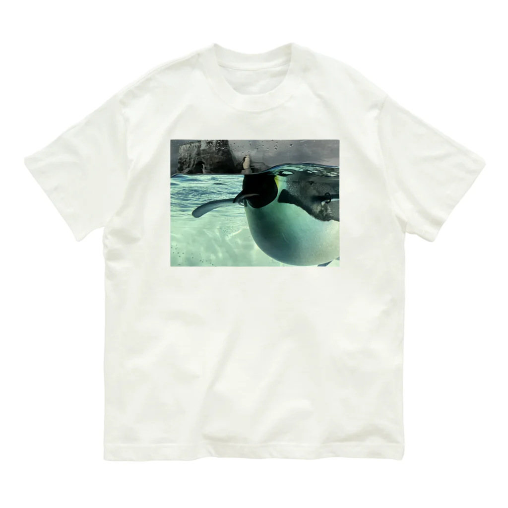 ペンギンの写真のコウテイペンギン　写真　リアル オーガニックコットンTシャツ