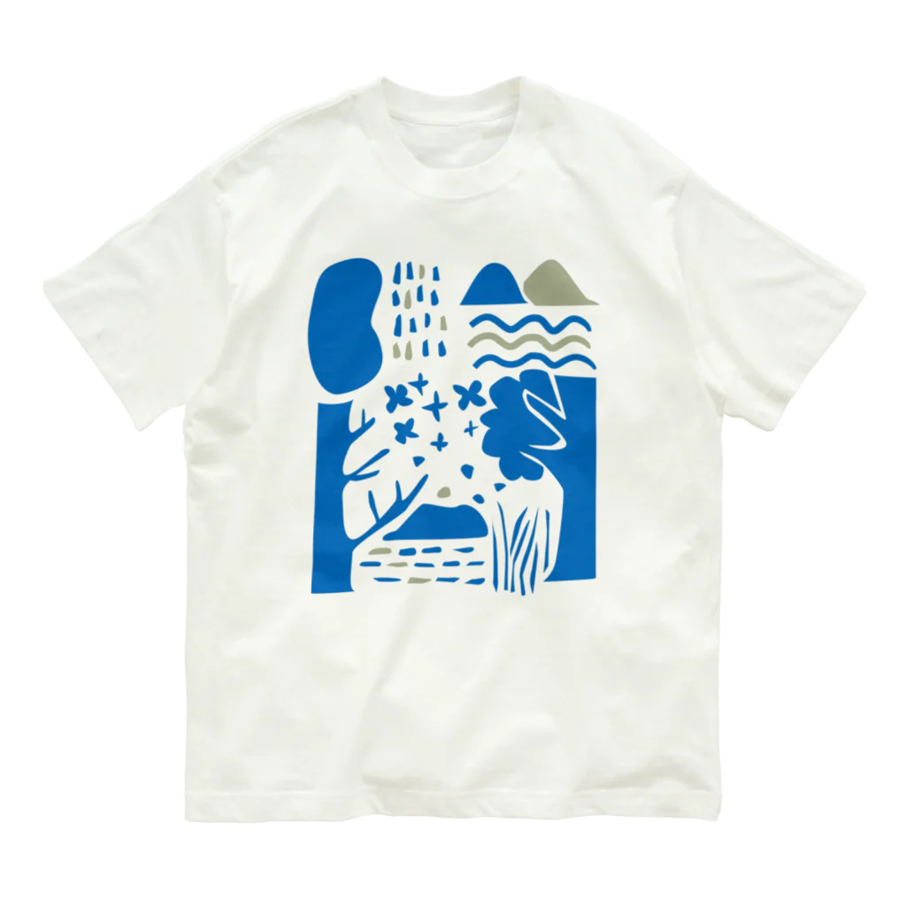 いと製作所の湖・山・雨・森・草・川 オーガニックコットンTシャツ