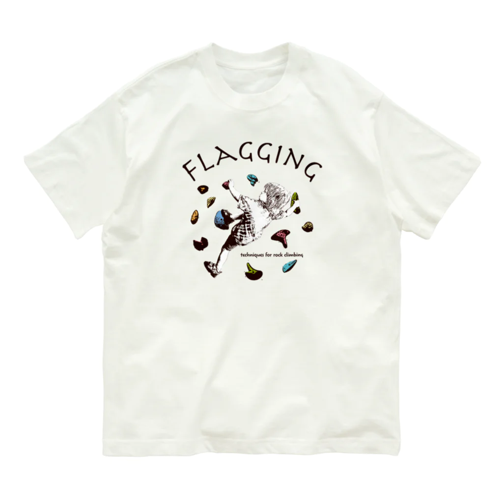 HIGEQLOのclimbing move flagging オーガニックコットンTシャツ