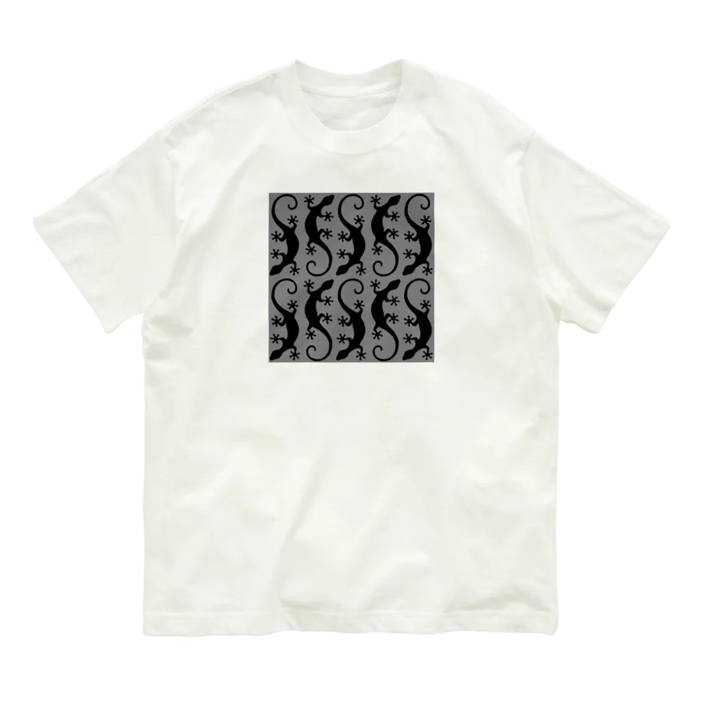 ツバメ堂の黒トカゲがいっぱい Organic Cotton T-Shirt