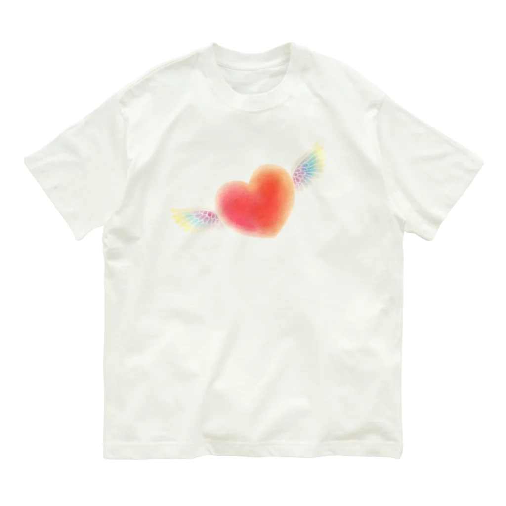  Pastel Design Art 天使のお部屋の天使のハート Organic Cotton T-Shirt