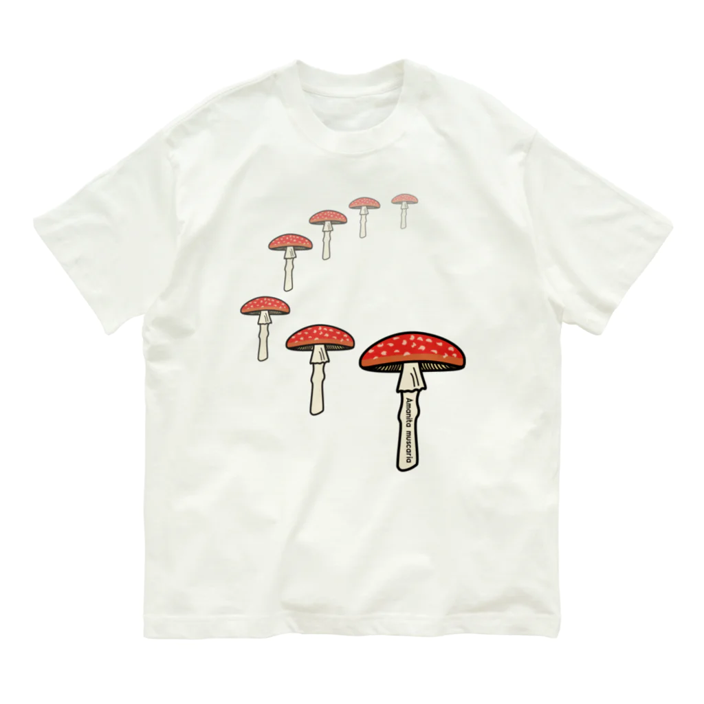 楽猫楽描しげ屋のキノコカーブ（ベニテングダケ） Organic Cotton T-Shirt