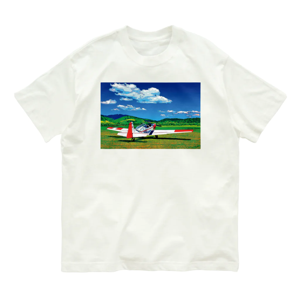 GALLERY misutawoの草原の飛行機 オーガニックコットンTシャツ