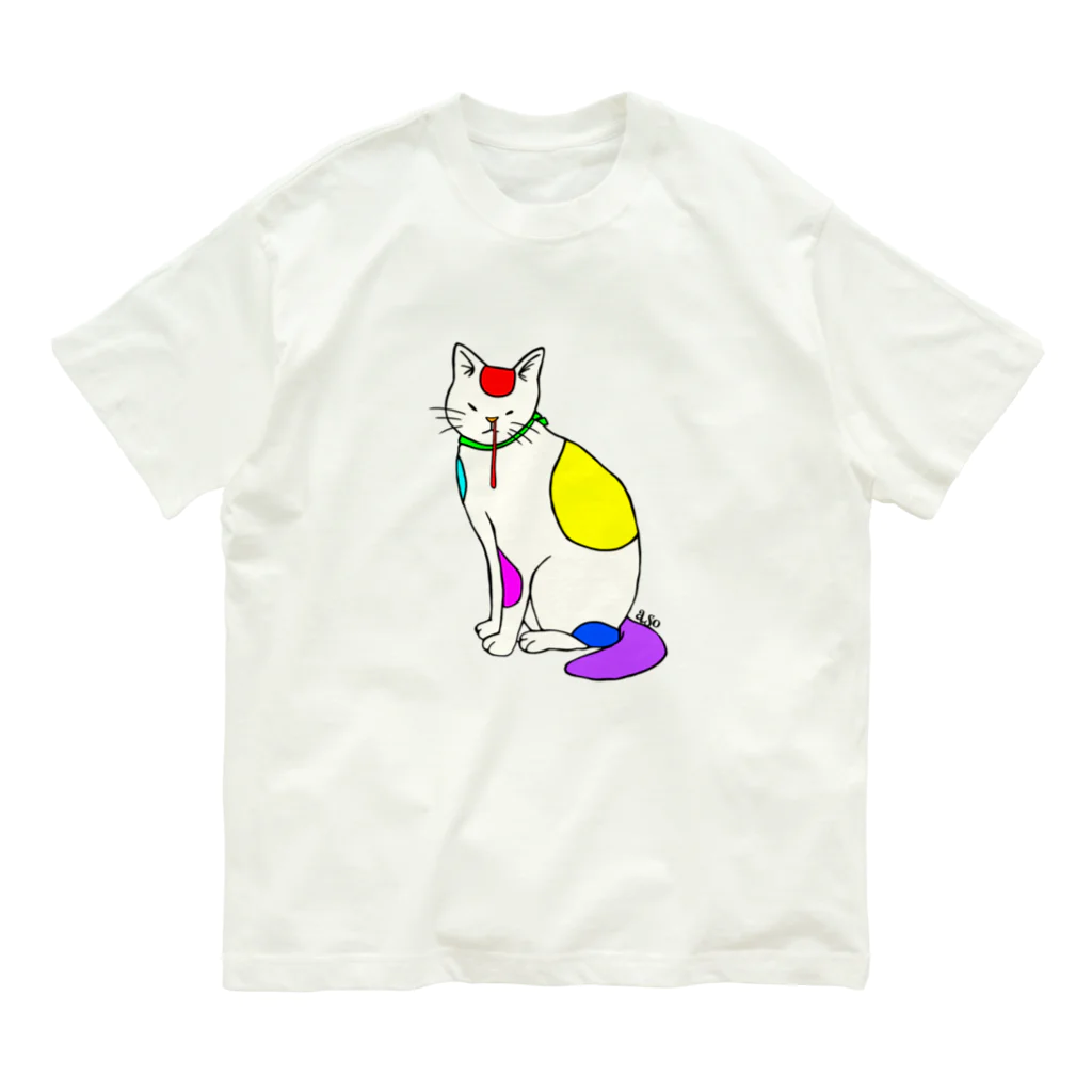 アソマサヤの背筋良い猫 Organic Cotton T-Shirt