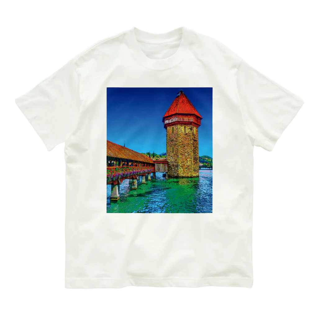 GALLERY misutawoのスイス カペル橋 オーガニックコットンTシャツ