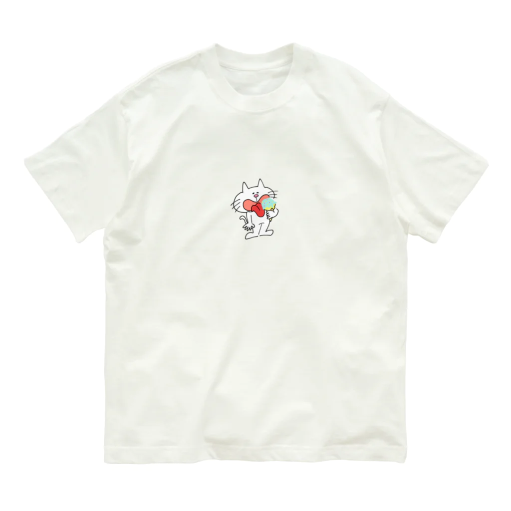 かまねりショップのアイスぺろぺろネコ Organic Cotton T-Shirt