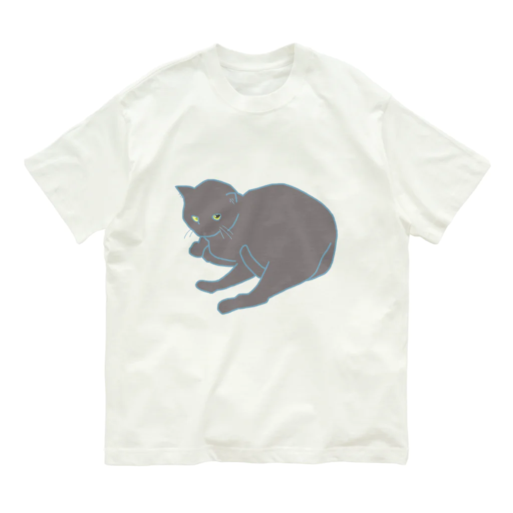 猫猫商店の黒猫こぱん オーガニックコットンTシャツ