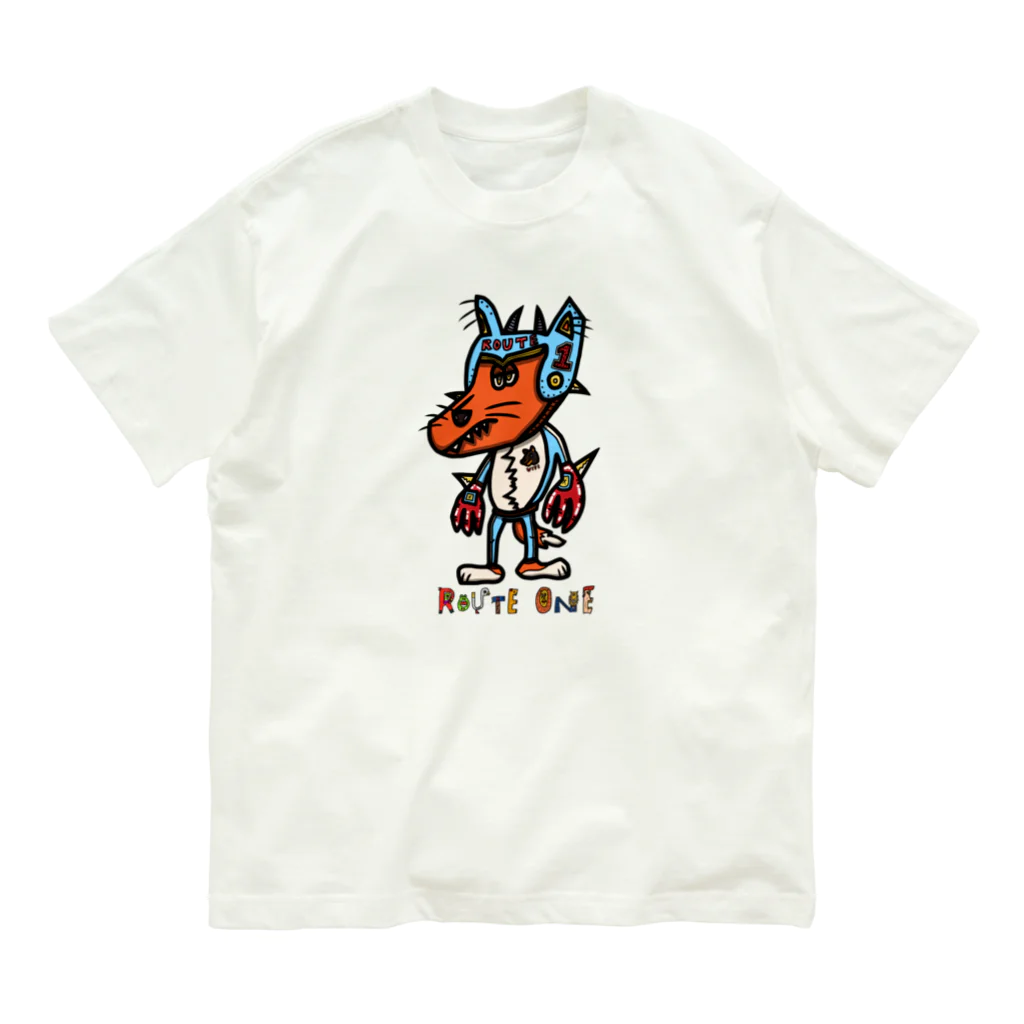 oekaki/ROUTE ONEのハンドヒーロー★ガードDOG オーガニックコットンTシャツ