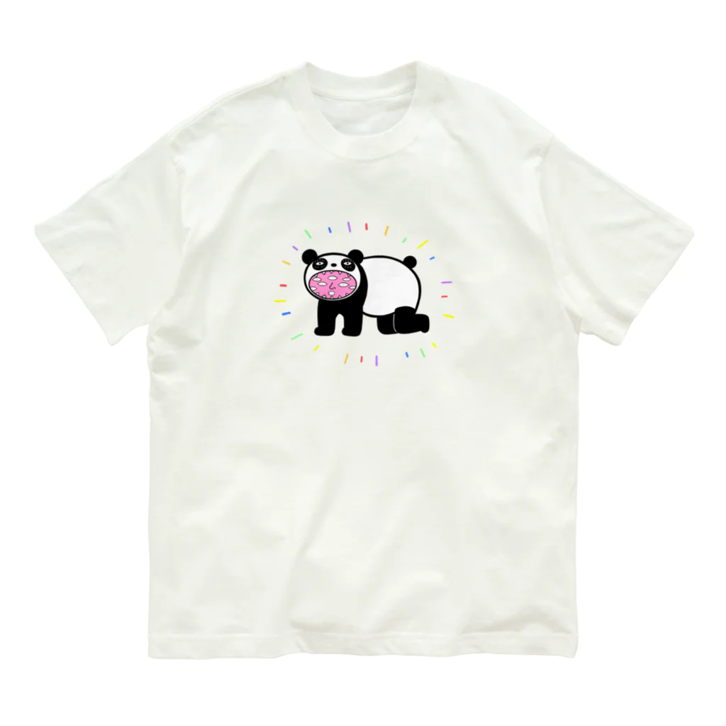 リュウラクドウのパンダの着ぐるみを着る妖怪百目 オーガニックコットンTシャツ