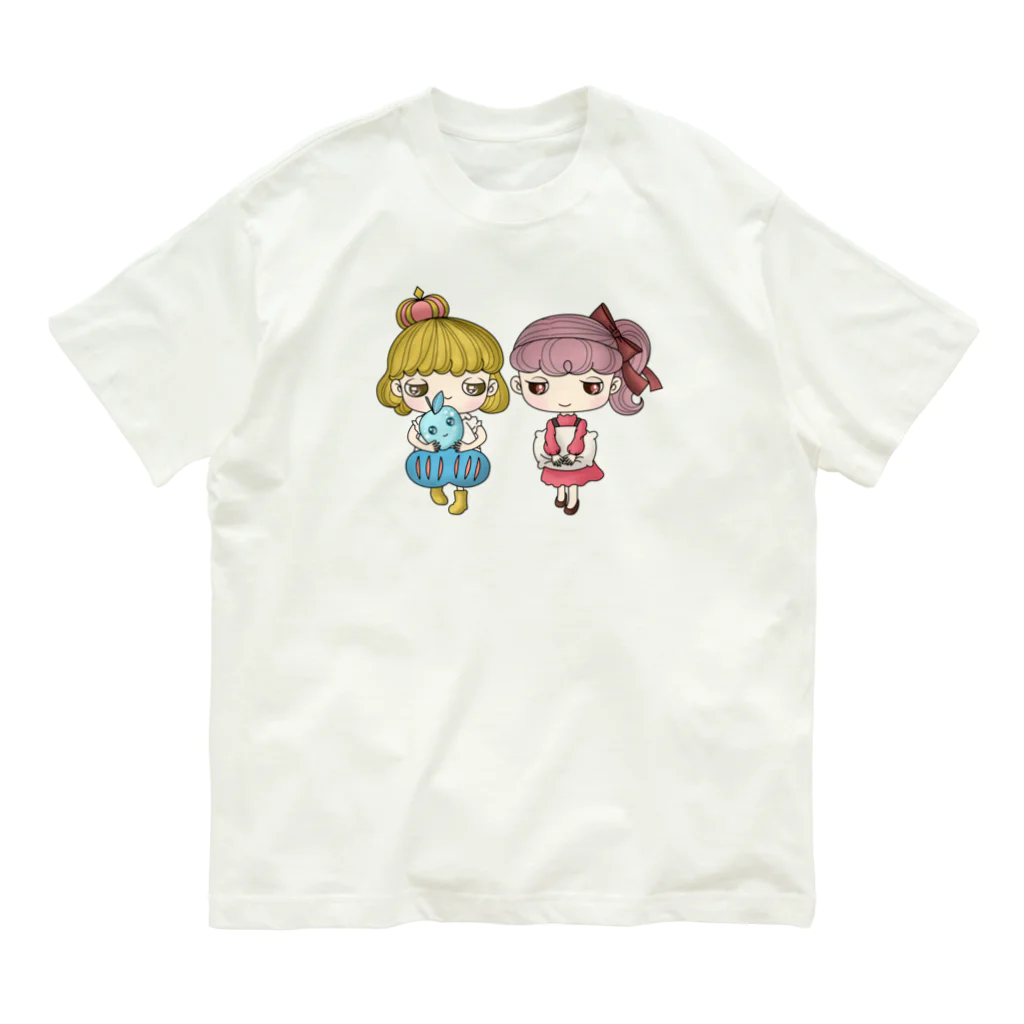 うたたねむ子のねむ子とましゅコ オーガニックコットンTシャツ