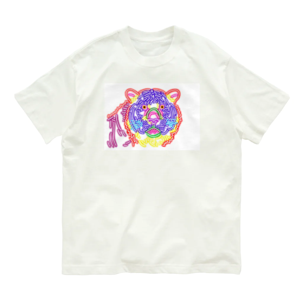 yumaruartのネオンたいがー！ オーガニックコットンTシャツ