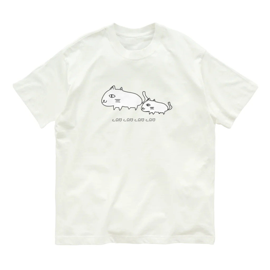 amemugi（あめむぎ）のネコチヤンの親子。 オーガニックコットンTシャツ