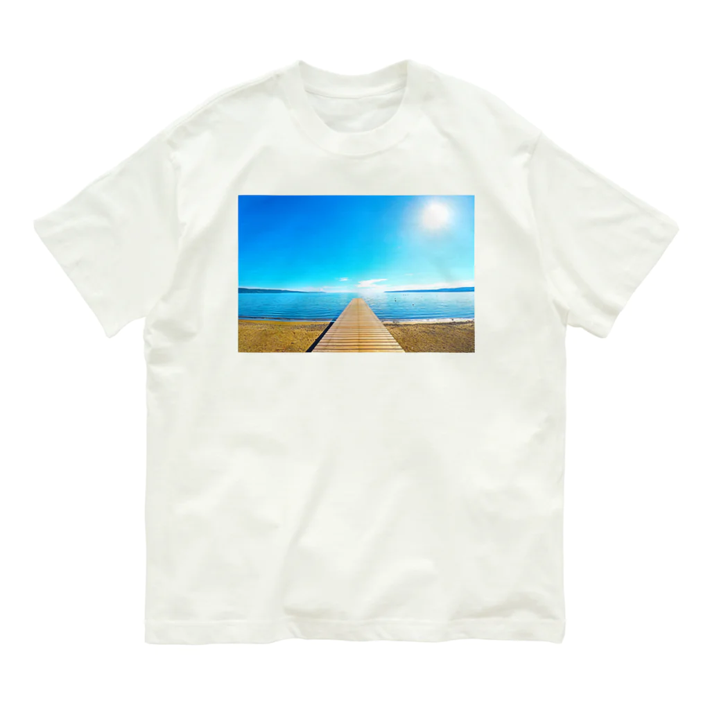 ねこまくらの佐渡島・佐和田海岸の桟橋 Organic Cotton T-Shirt