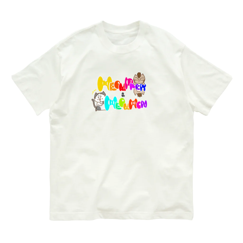 tiMo'sのお悟り猫姉妹【ロゴ】 オーガニックコットンTシャツ