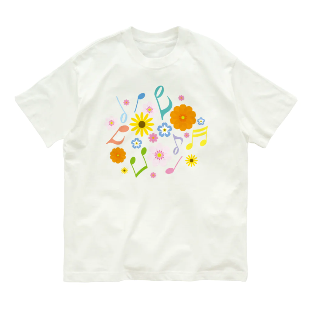 kimchinのきれいな花と音符 Organic Cotton T-Shirt