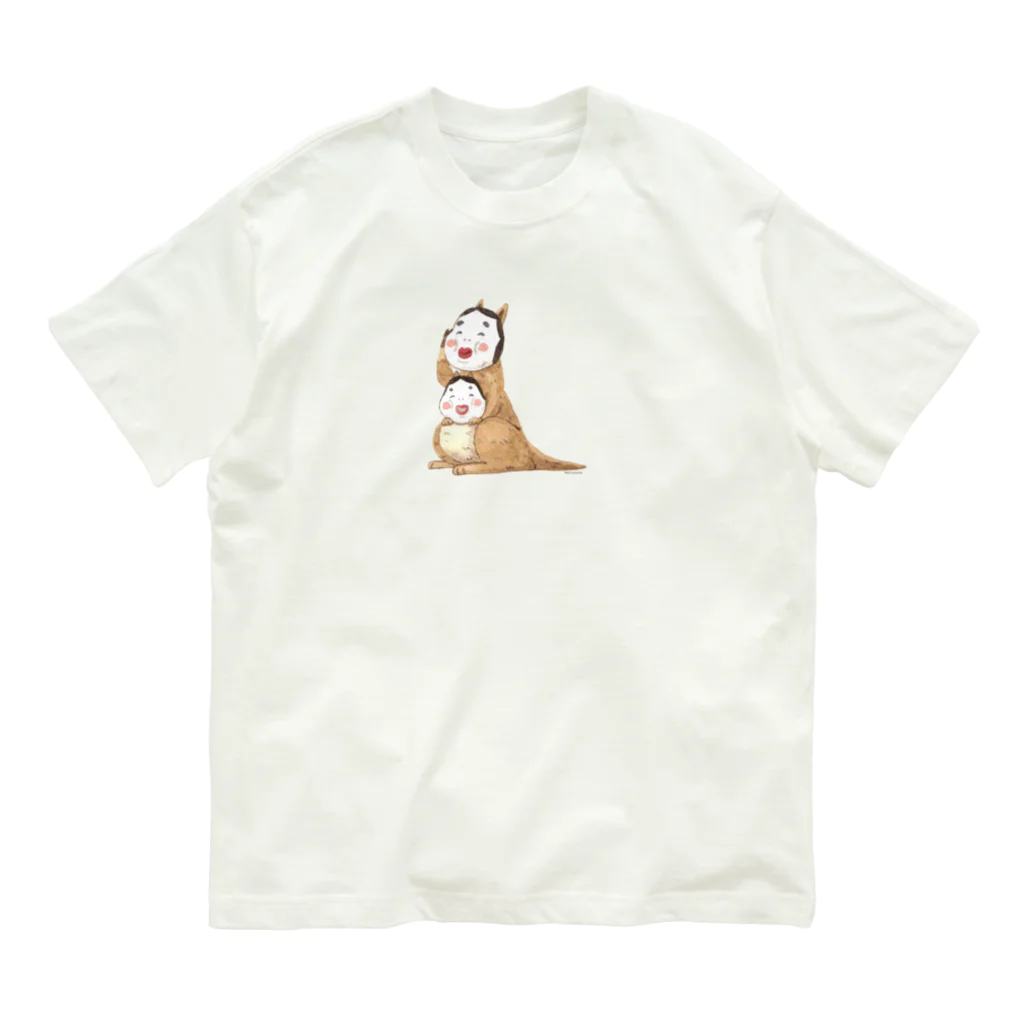 aya nariaiのひょっとこおかめカンガルー オーガニックコットンTシャツ