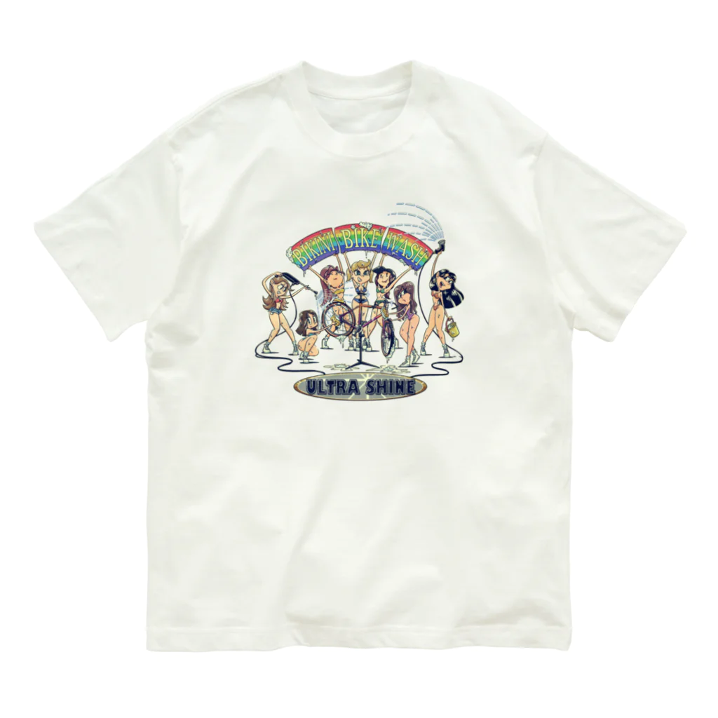 nidan-illustrationの"BIKINI BIKE WASH" オーガニックコットンTシャツ