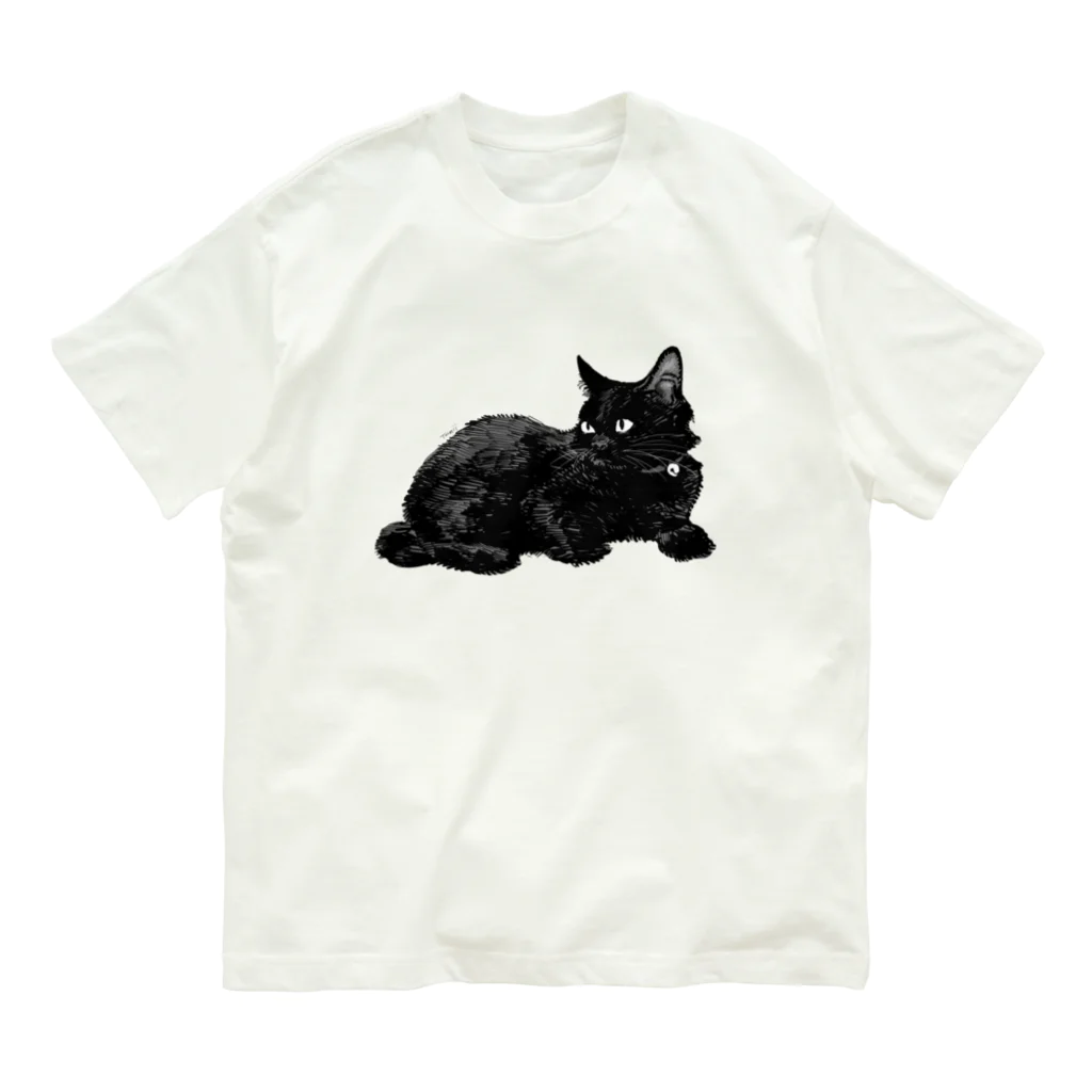 tomidoronの黒ネッコ オーガニックコットンTシャツ