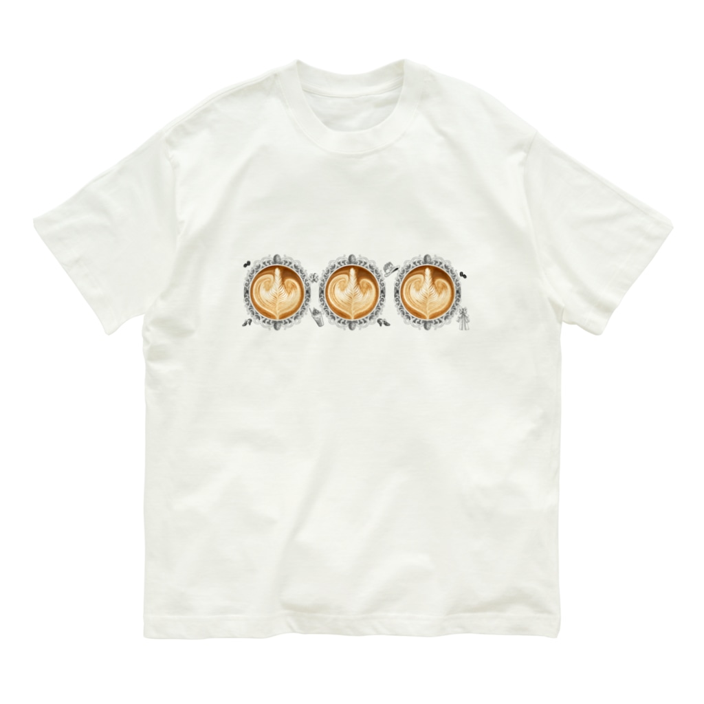 Prism coffee beanの【Lady's sweet coffee】ラテアート エレガンスリーフ  / With accessories ～2杯目～ Organic Cotton T-Shirt