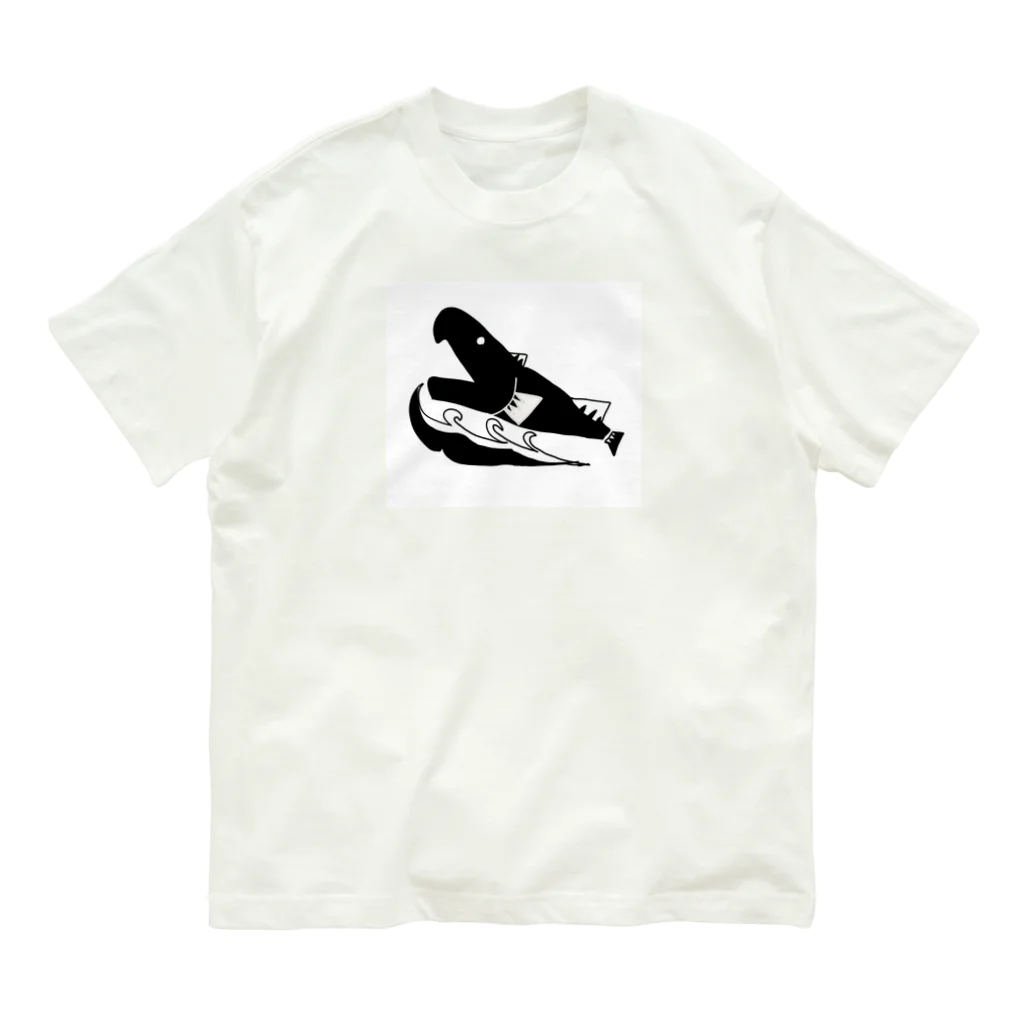 beautiful_earthの白黒サーモン Organic Cotton T-Shirt