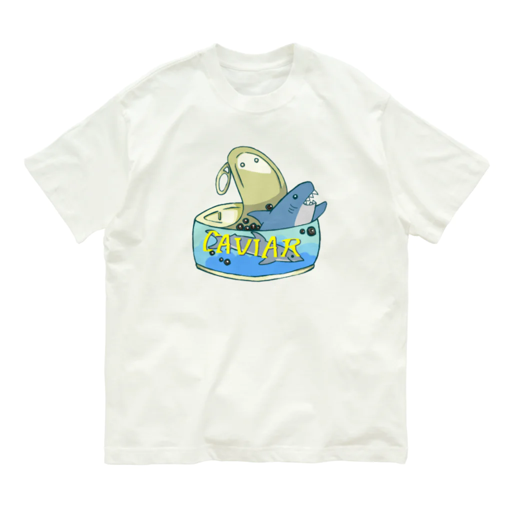 smilekanaのサメとキャビア缶 オーガニックコットンTシャツ