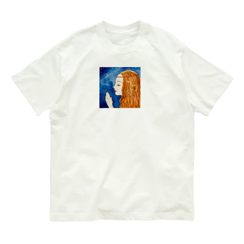 Kohaku Coffee Beans  のこはくの女神　流れる星に Organic Cotton T-Shirt