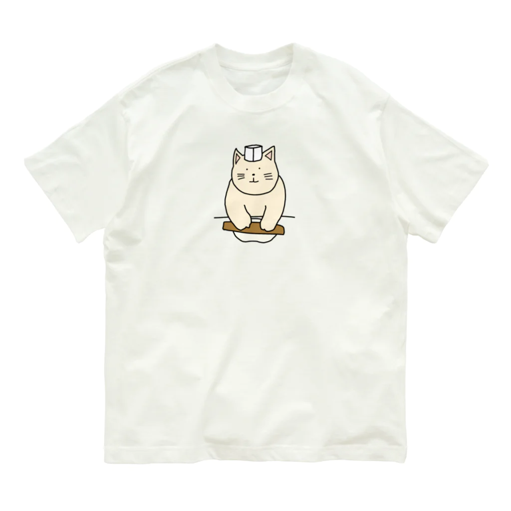 ＋Whimsyの蕎麦打ちねこ オーガニックコットンTシャツ