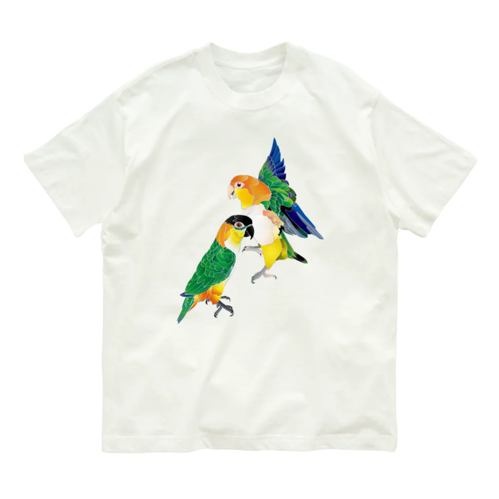 piyopiyobrandのシロハラインコたち オーガニックコットンTシャツ