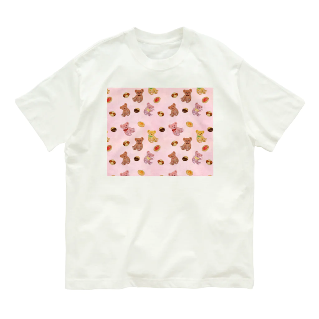 NORIMA'S SHOP のおしゃれなテディベアとクッキーのパターン Organic Cotton T-Shirt