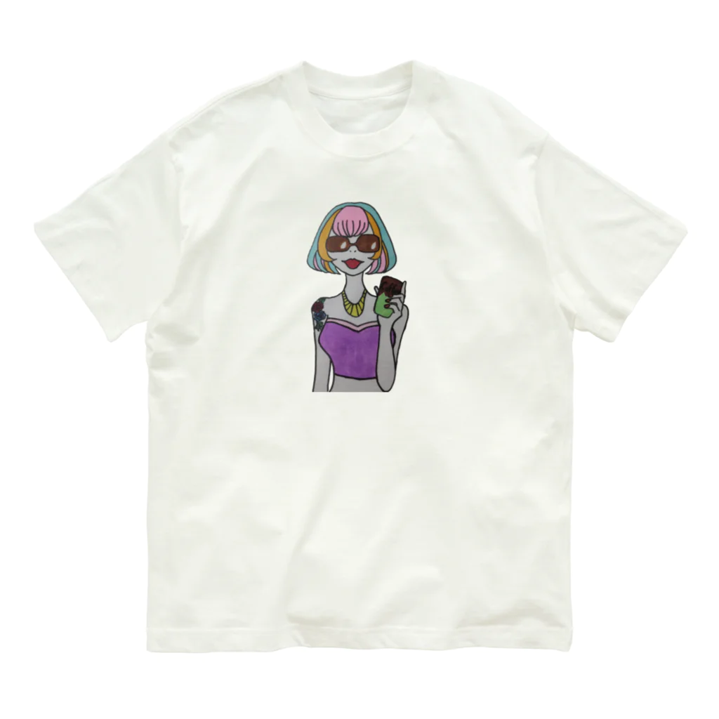 S2ショップのColorful Hair Woman No.2 Organic Cotton T-Shirt