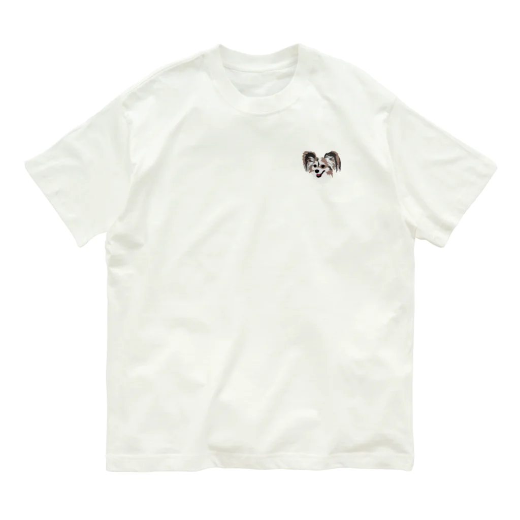 DOG FACEのパピヨン【わんデザイン 2月】 Organic Cotton T-Shirt
