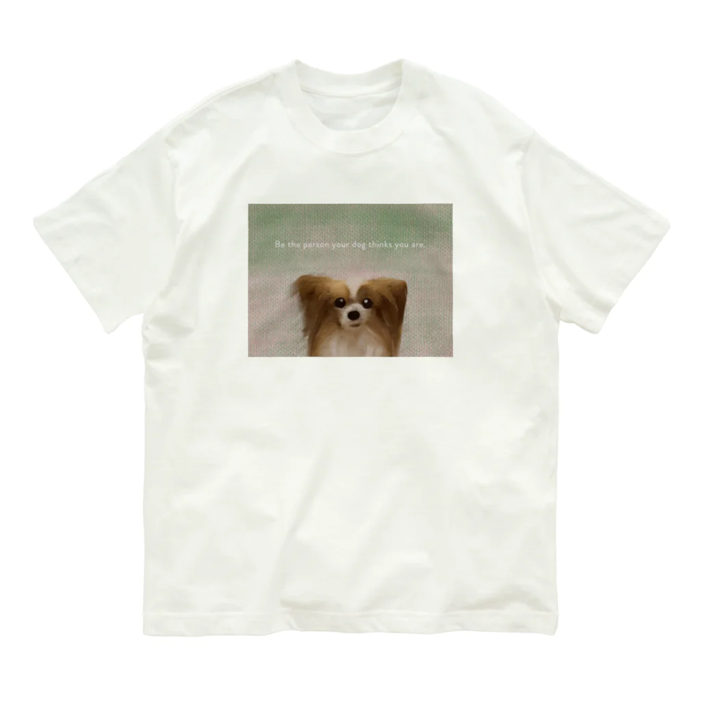 DOG FACEのパピヨン【わんデザイン 2月】 オーガニックコットンTシャツ