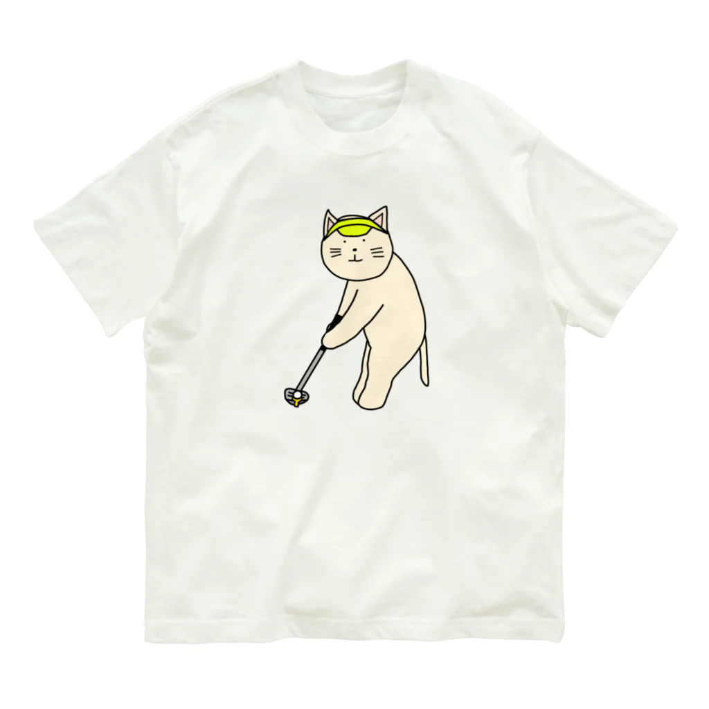 ＋Whimsyのゴルファーねこ オーガニックコットンTシャツ