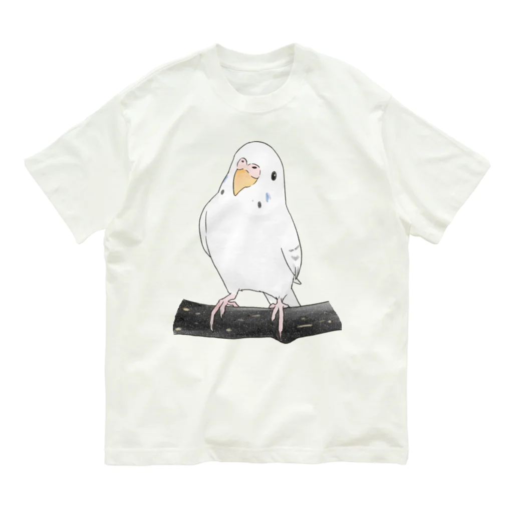 まめるりはことりのまったりセキセイインコちゃん【まめるりはことり】 オーガニックコットンTシャツ