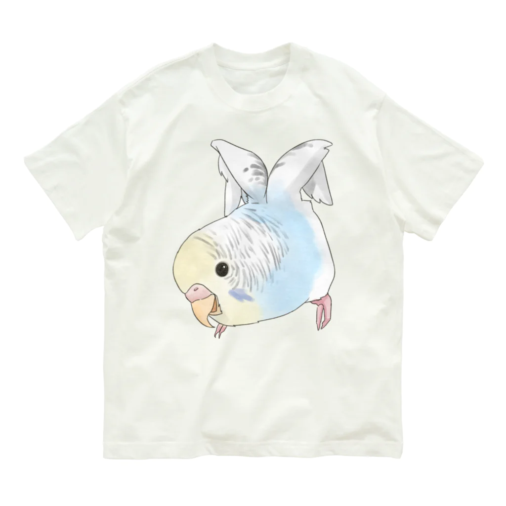 まめるりはことりのご機嫌羽セキセイインコちゃん【まめるりはことり】 Organic Cotton T-Shirt