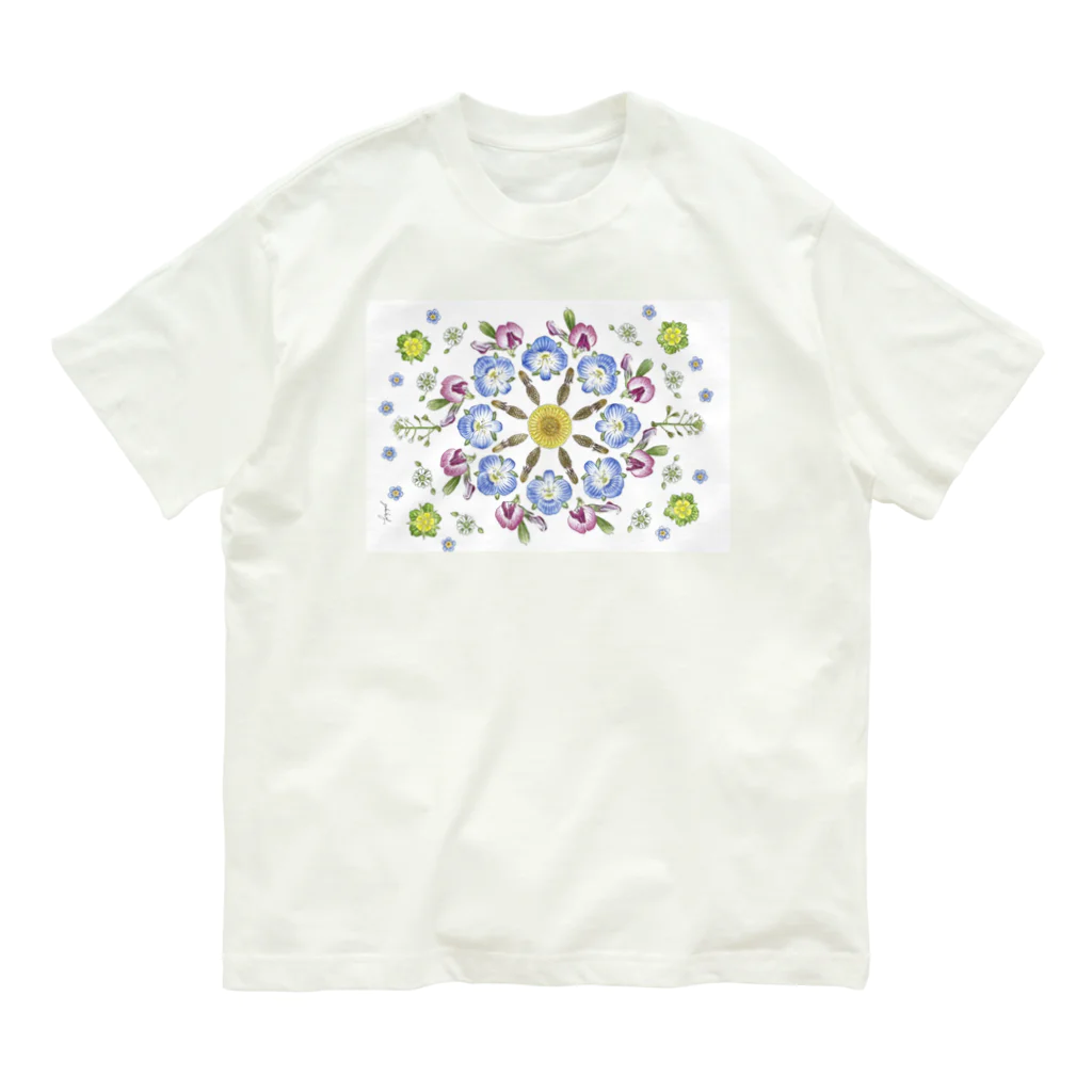 チョビのSpringflower 2 オーガニックコットンTシャツ