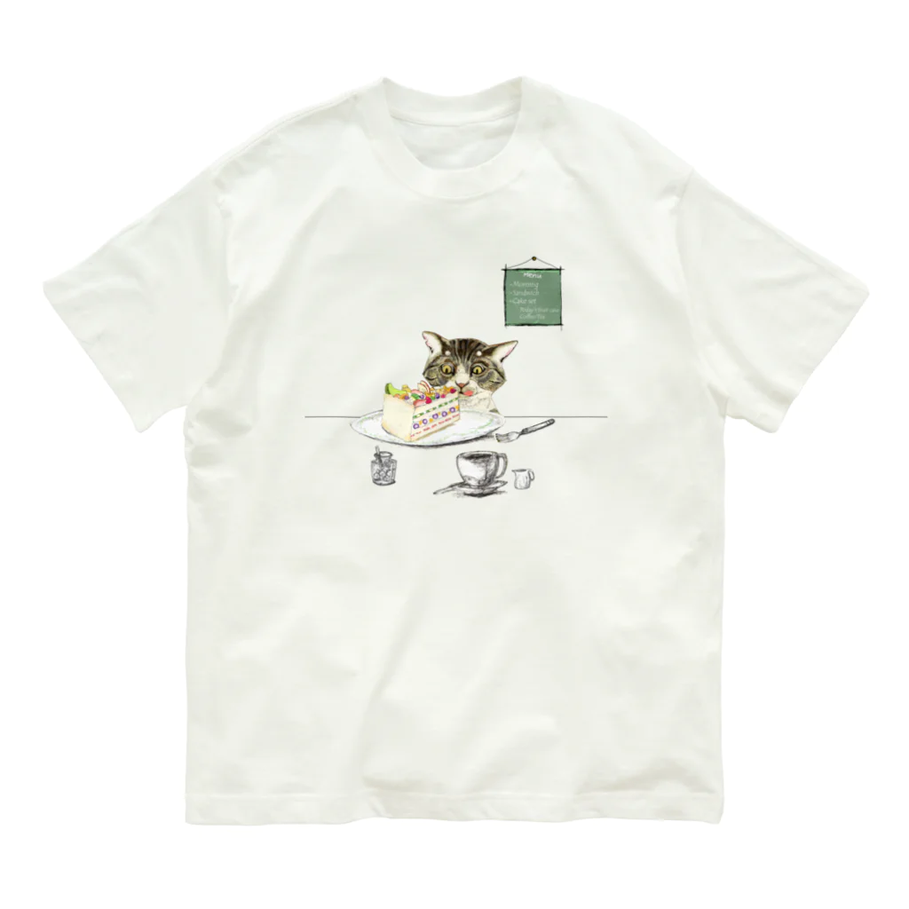 いきもの写真家のお店のネコ、ケーキ食べたいの Organic Cotton T-Shirt