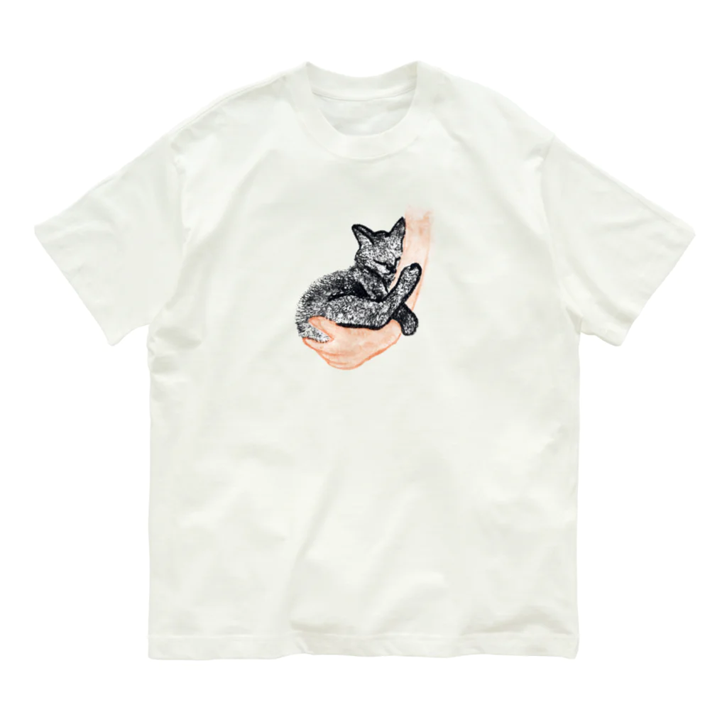 shokomumuのあったかいとあったかい。好きと好きが混ざり合う。猫と人 オーガニックコットンTシャツ