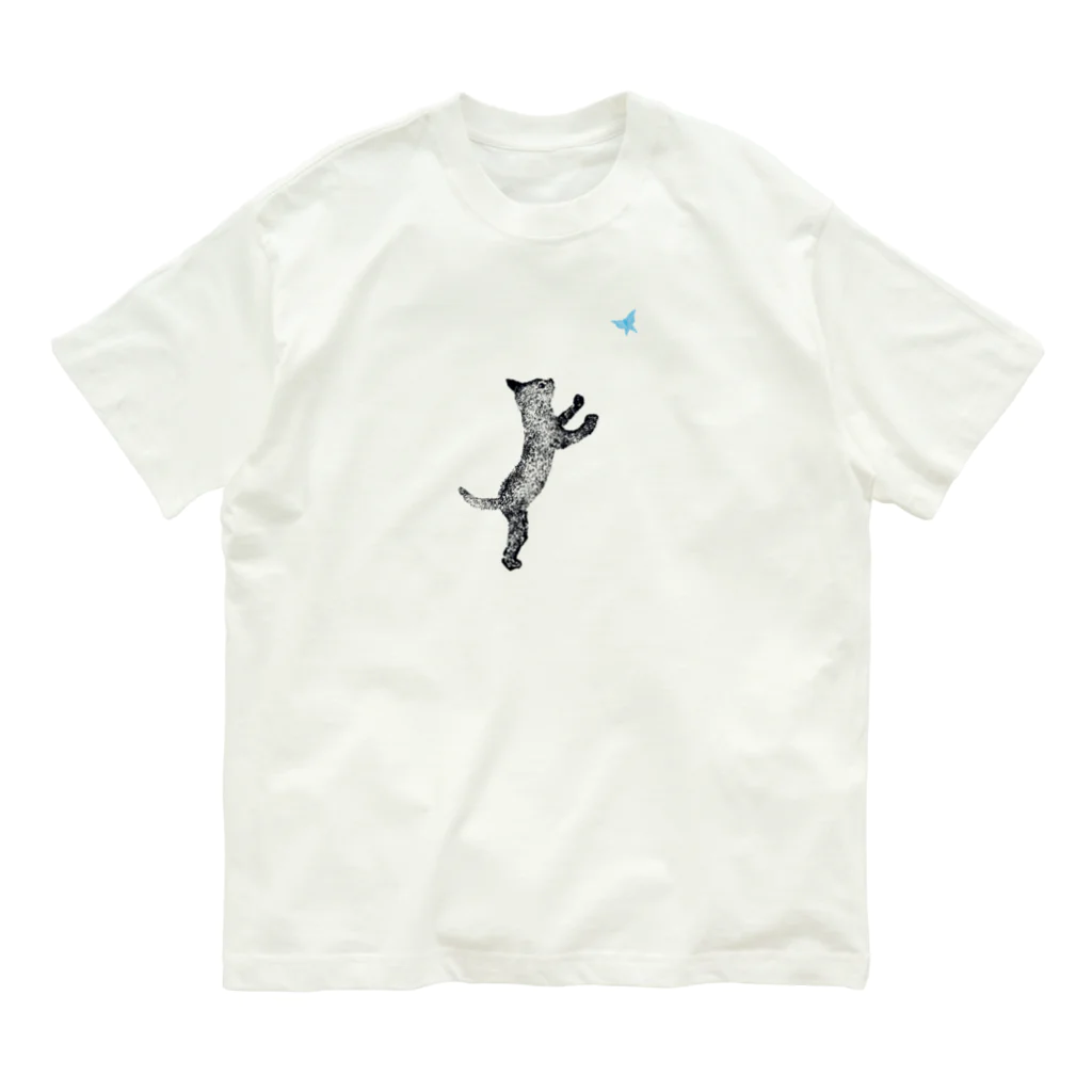 shokomumuの青い蝶と猫 Organic Cotton T-Shirt