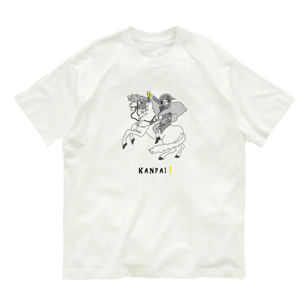 ビールとアート TM-3 Designの偉人 × BEER（ナポレオン）黒線画 Organic Cotton T-Shirt