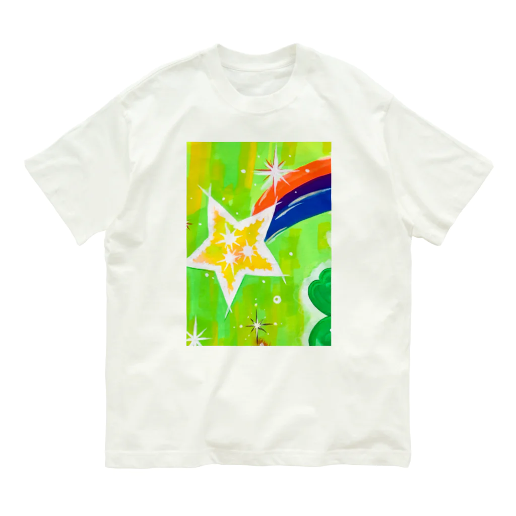 🐶シュナといろいろ🎨の流れ星　(グリーン) Organic Cotton T-Shirt