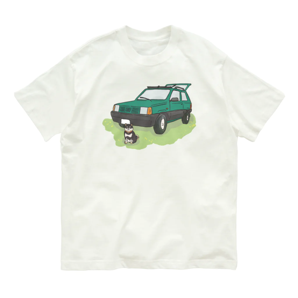 pandaticsの【緑】ぱんだと黒柴 Organic Cotton T-Shirt
