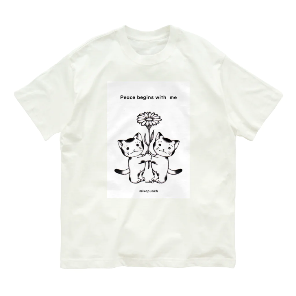 mikepunchのPeace begins with me おにぎりキッズ オーガニックコットンTシャツ